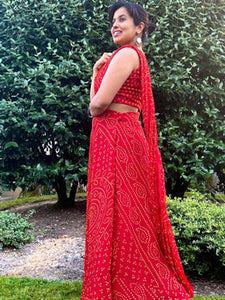 Pre draped Saree - Red