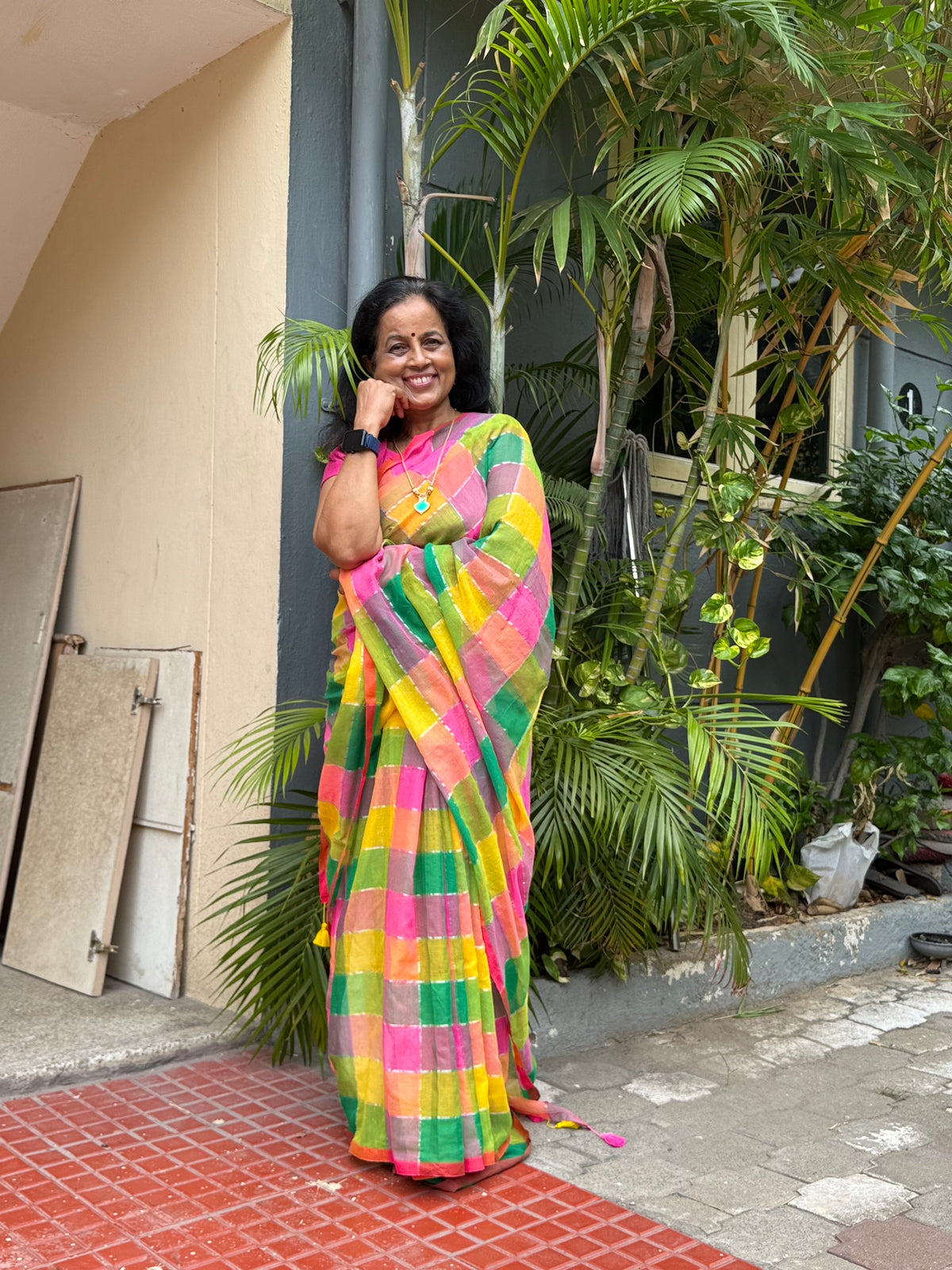 Madras Check  Palum  Pazhamum Saree