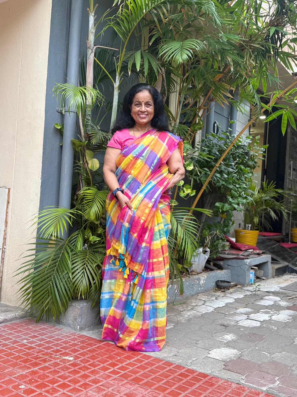 Madras Check  Palum  Pazhamum Saree