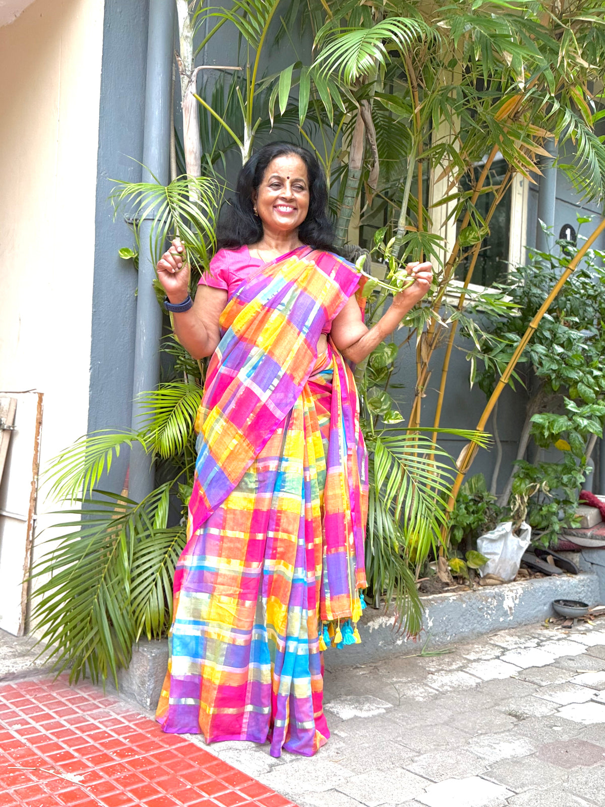 Madras Check  Palum  Pazhamum Saree