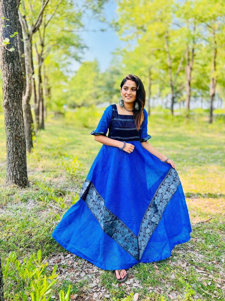 Madurai Sungudi Dress - Yellow Red