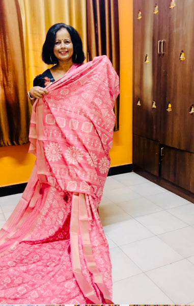 Nira Semi Tussore Silk Saree - Flamingo Pink