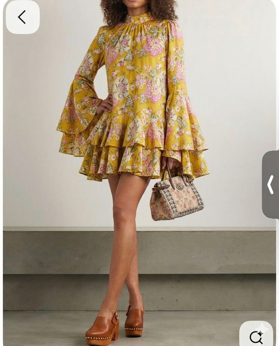 Romanian Ruffle sleeve Mini Dress