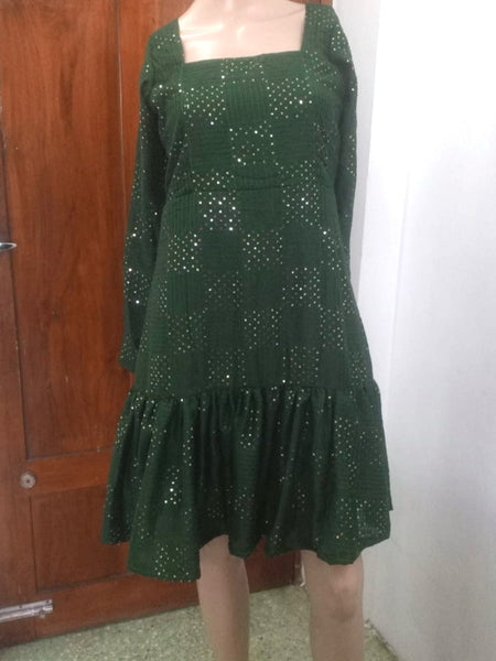 Silk Road Sequence Dress Green