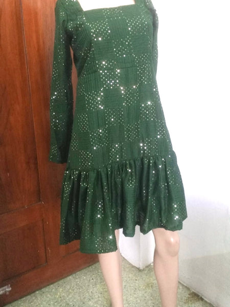 Silk Road Sequence Dress Green