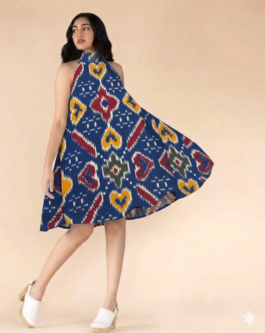 The Valencia Cotton Halter Neck Knee Length