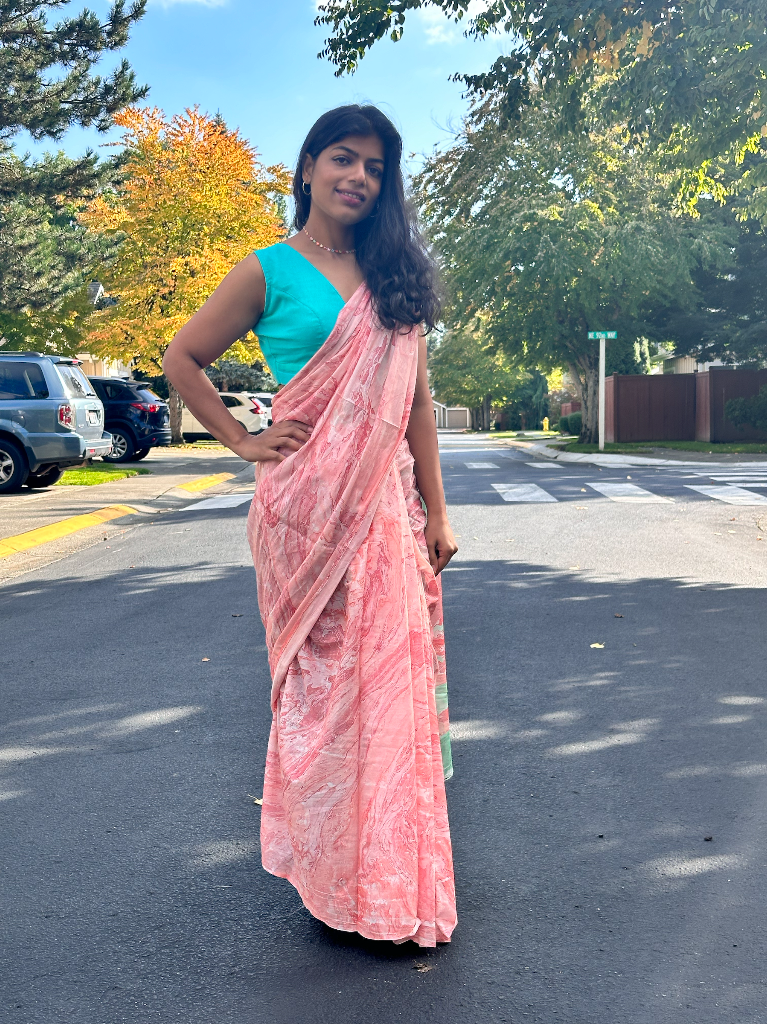 Yuvi tie and dye Marble Saree - Gray Yellow