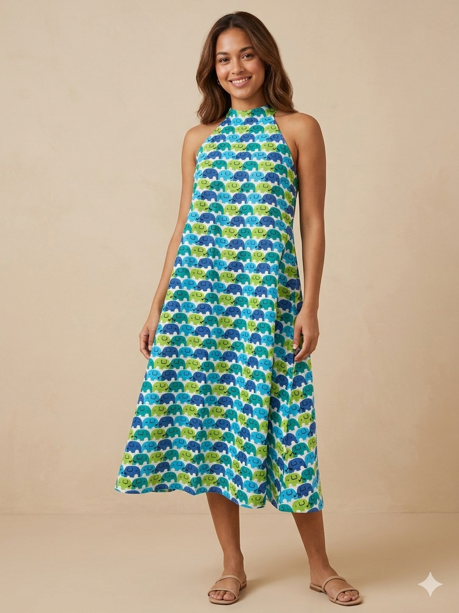 The Valencia Cotton Halter Dress