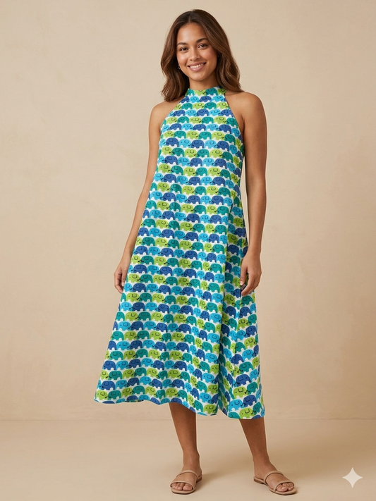 The Valencia Cotton Halter Dress