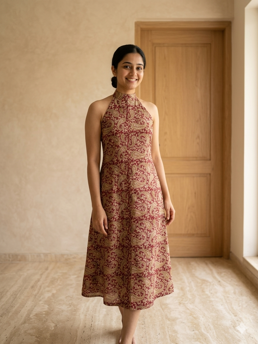 The Valencia Cotton Halter Dress