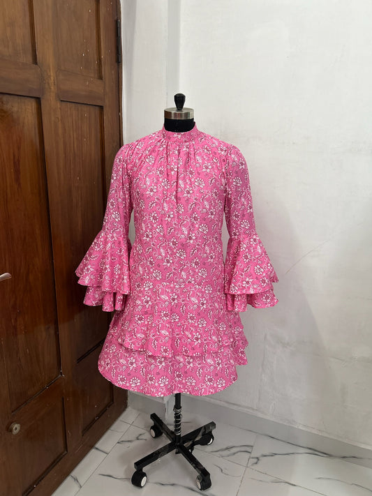 Romanian Ruffle sleeve Mini Dress