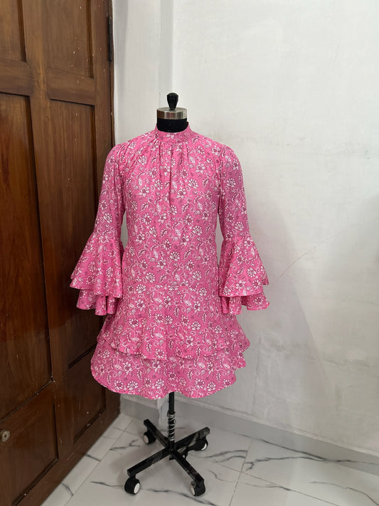 Romanian Ruffle sleeve Mini Dress