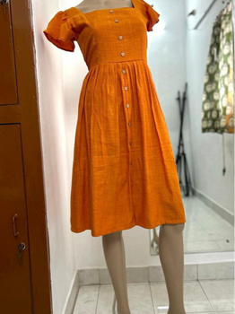 El Paso   Orange basic midi dress - Seattle store