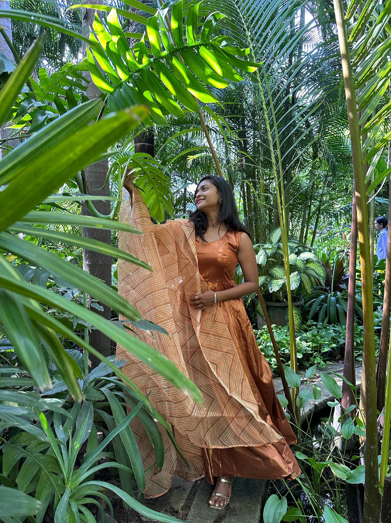 Turkish delight Maxi Dress with Dupatta Orange