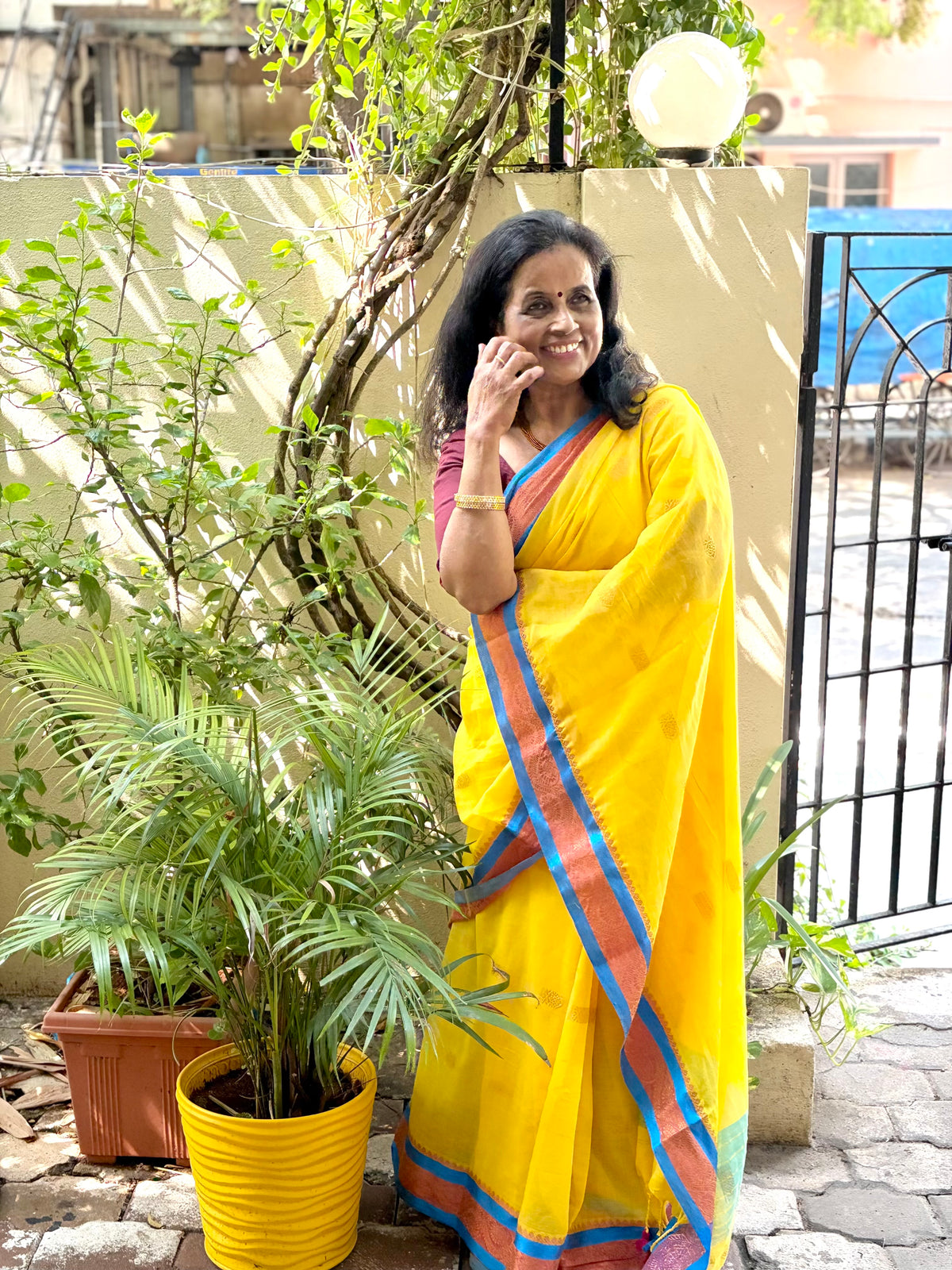 Nira Colourful Mul Saree with Zari Border
