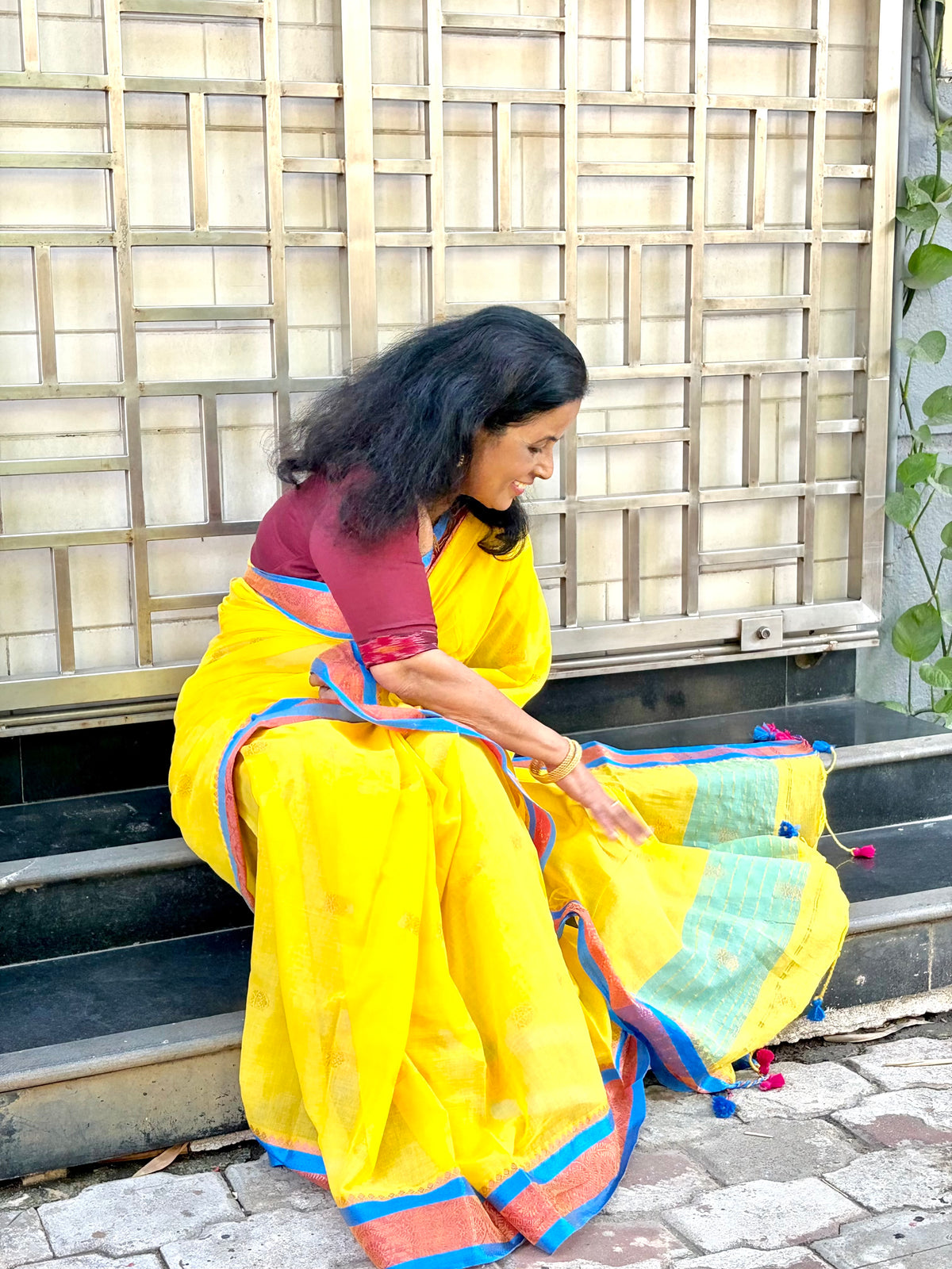 Nira Colourful Mul Saree with Zari Border