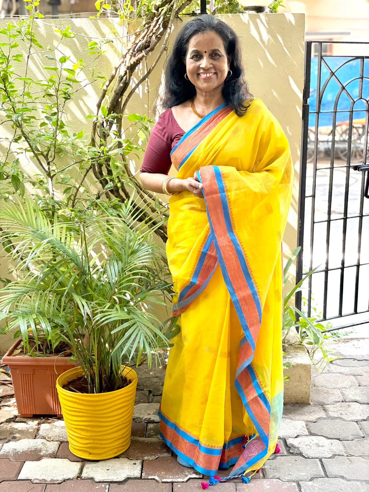 Nira Colourful Mul Saree with Zari Border