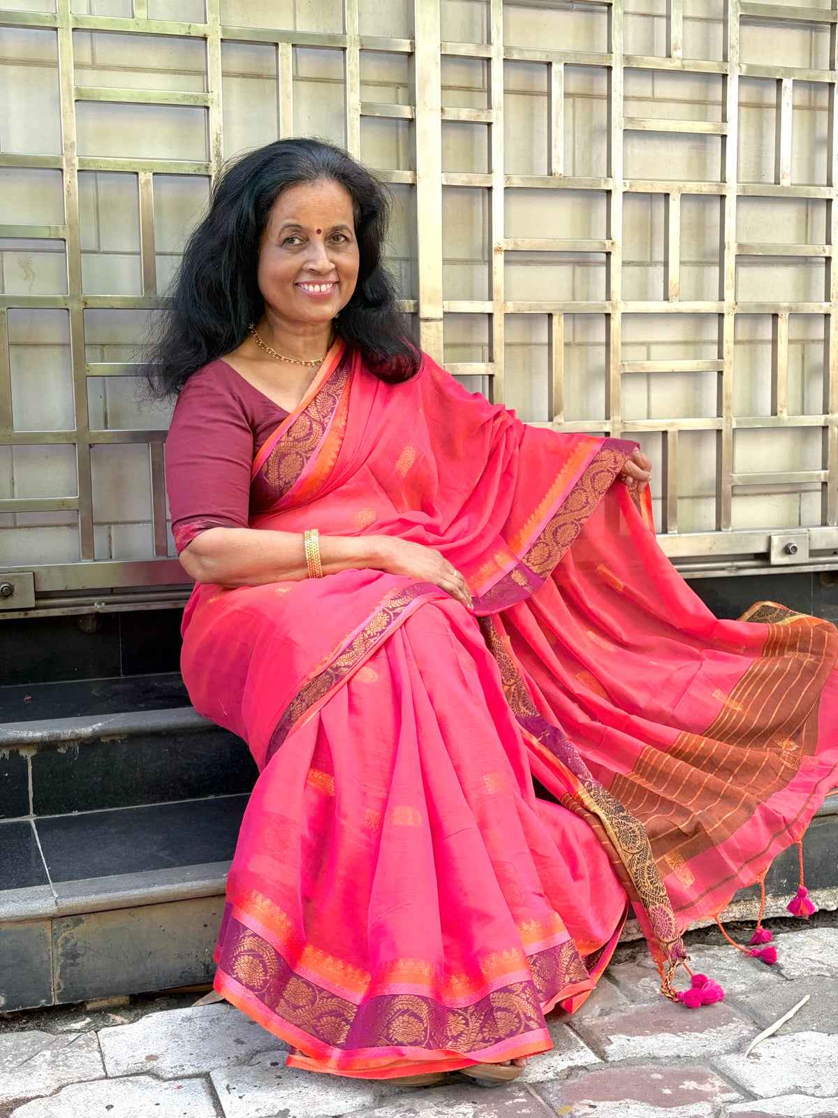 Nira Colourful Mul Saree with Zari Border
