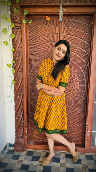 Chettinad Sungudi Dress Yellow