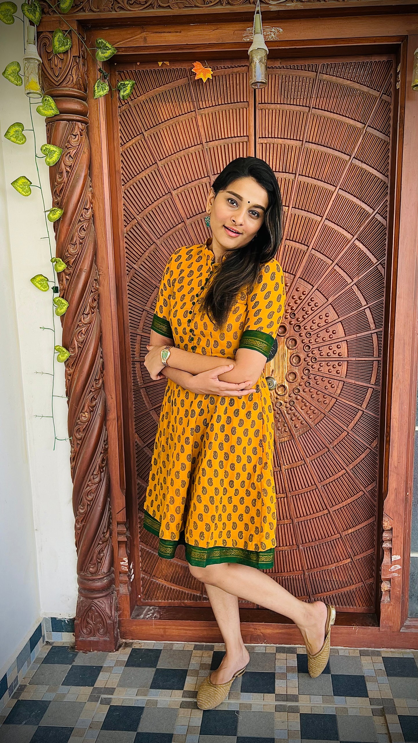 Chettinadu Sungudi Knee Length Dress