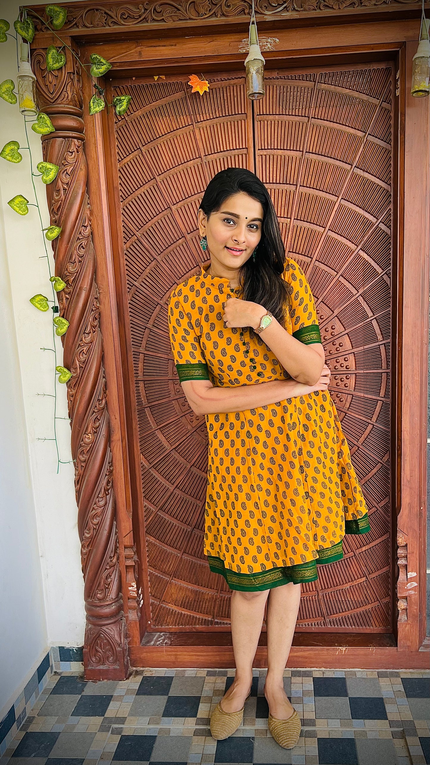 Chettinadu Sungudi Knee Length Dress
