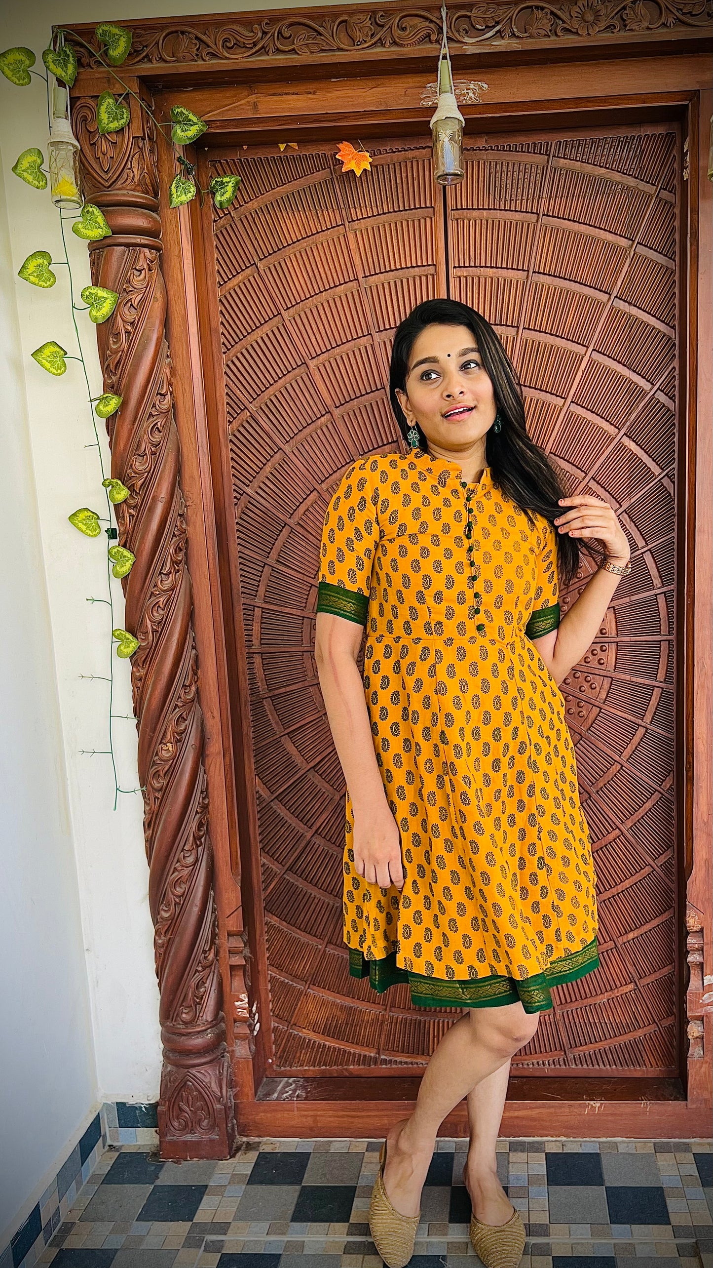 Chettinadu Sungudi Knee Length Dress