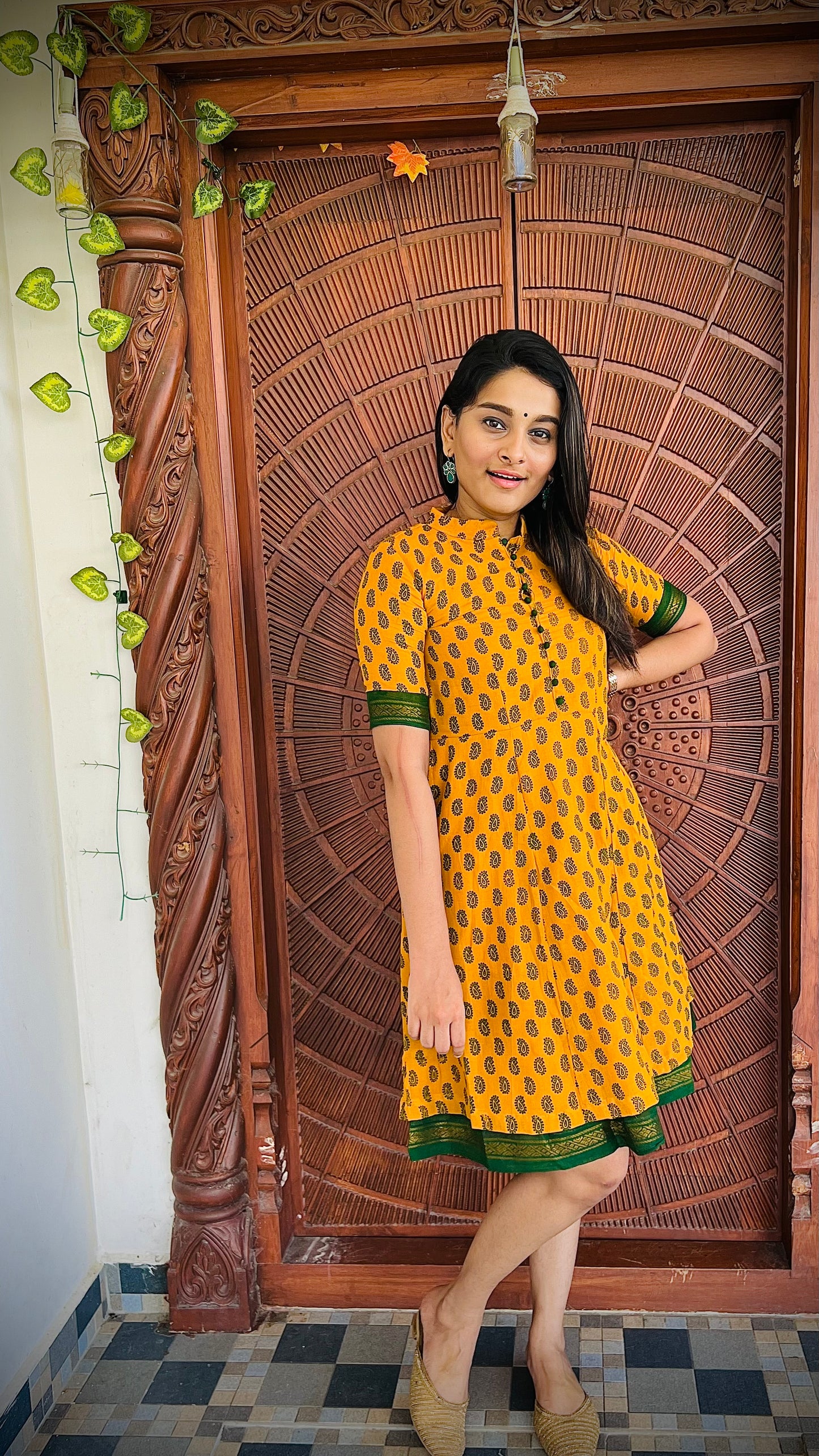 Chettinadu Sungudi Knee Length Dress