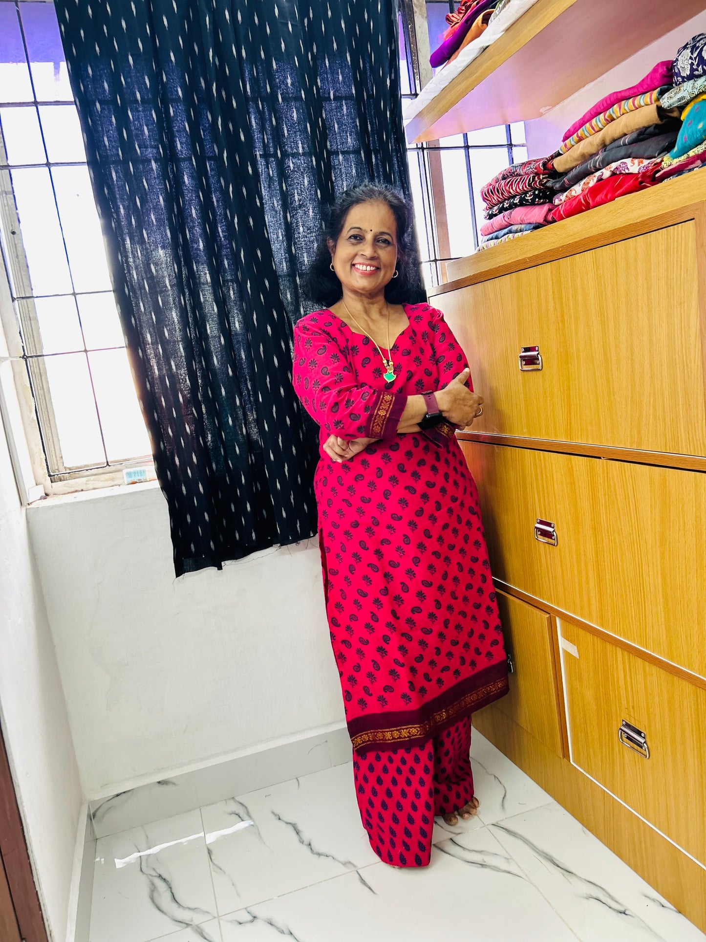 Madurai Sungudi Long Top with sleeves