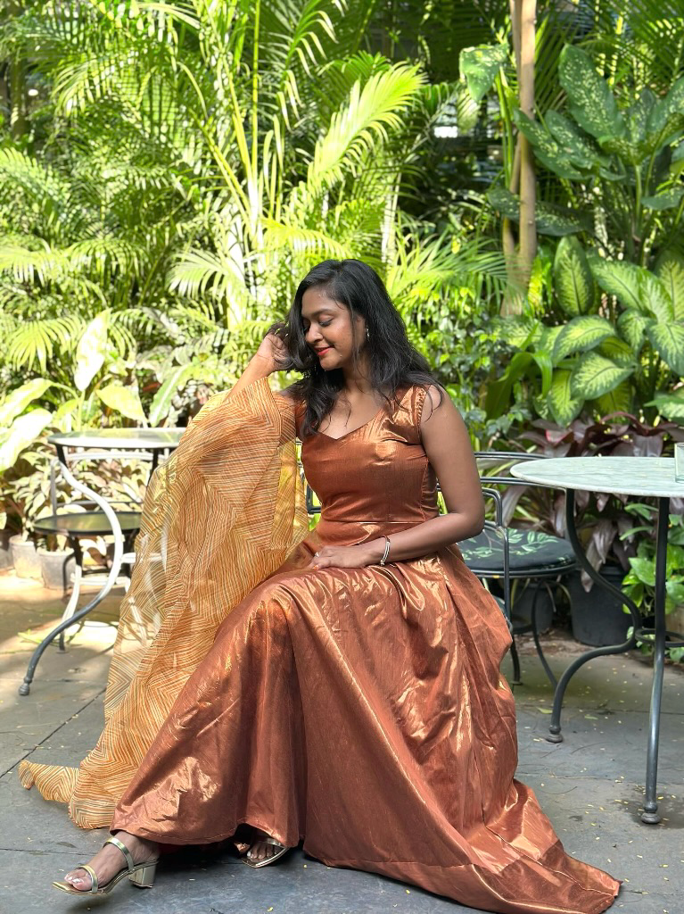 Turkish delight Maxi Dress with Dupatta Orange