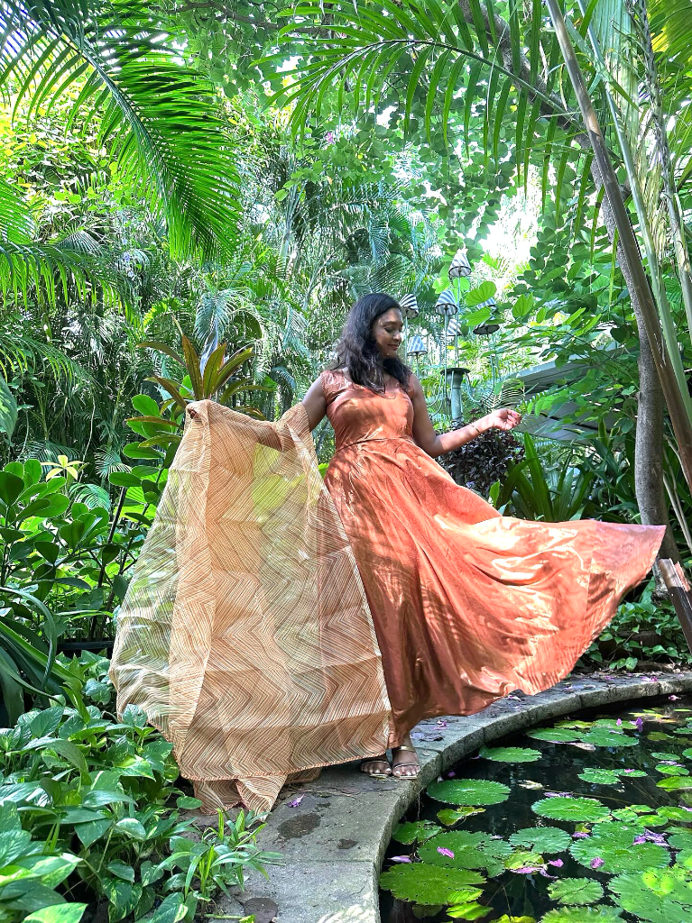 Turkish delight Maxi Dress with Dupatta Orange