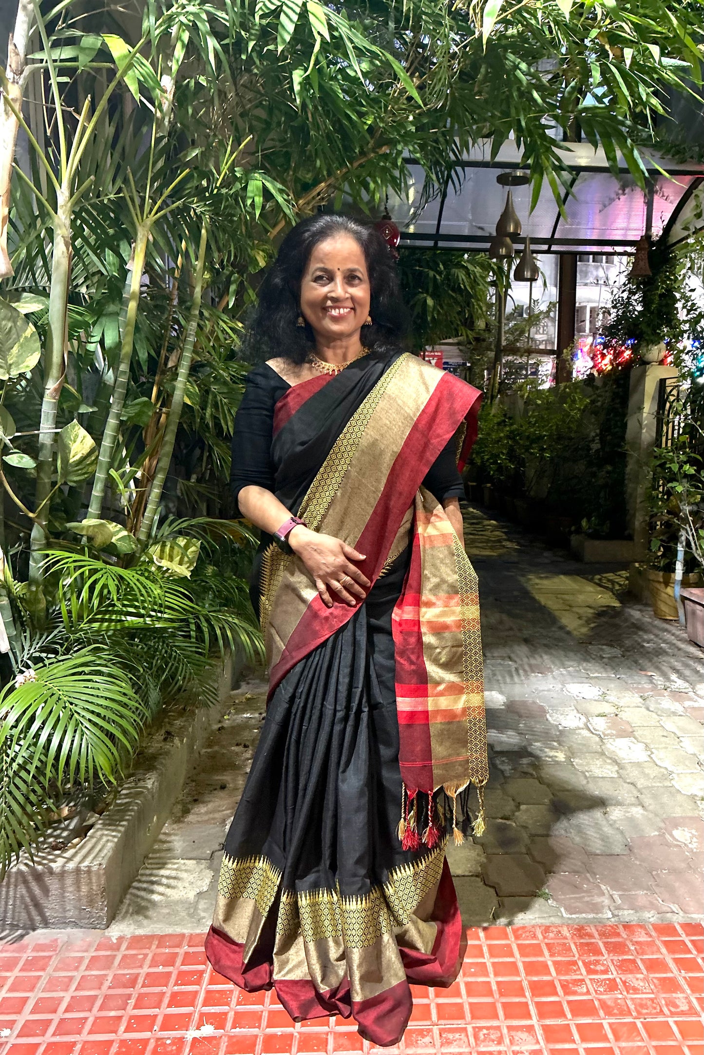 Amrutha Black Big rich Border Saree