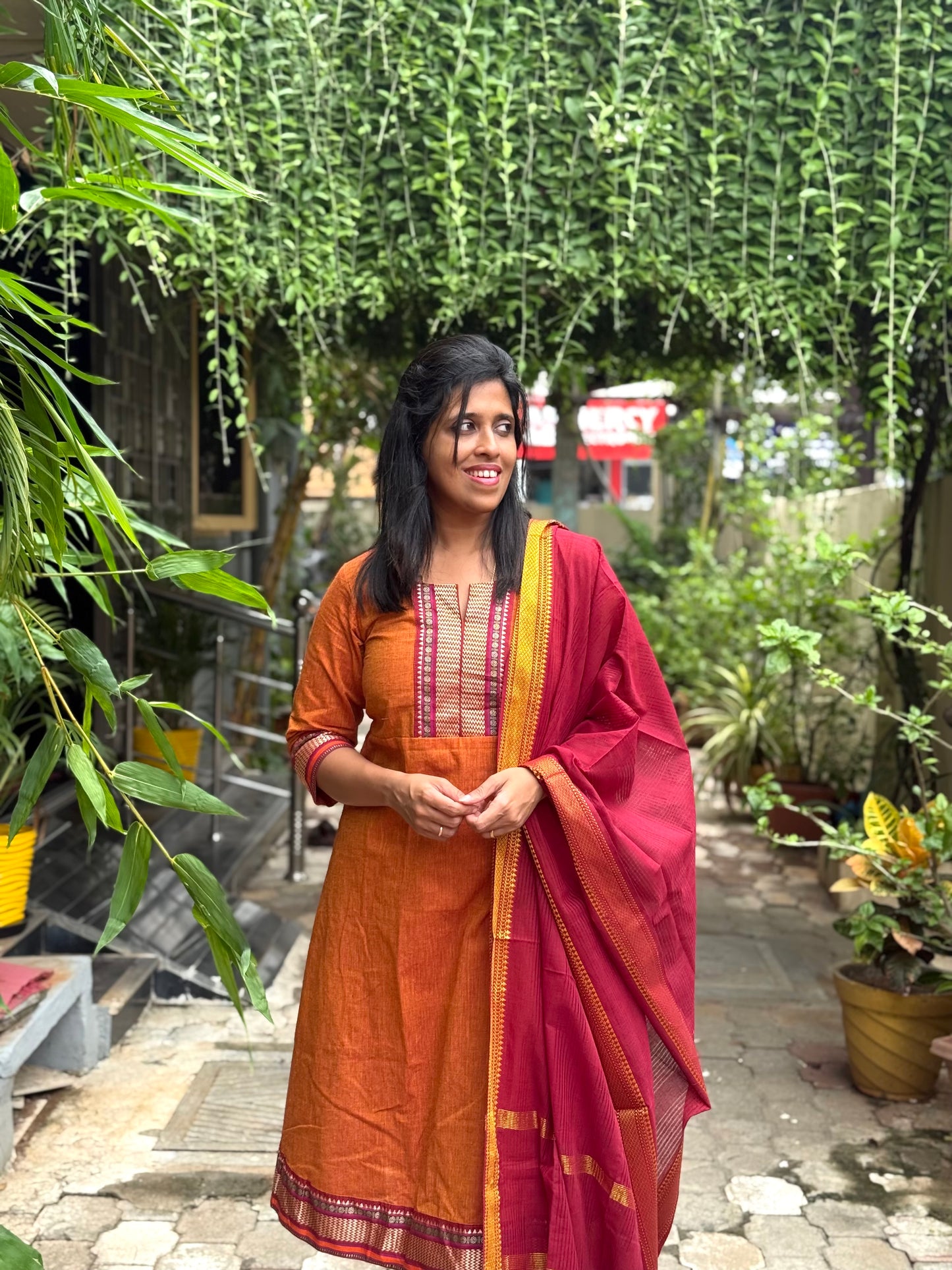 Mangalagiri Kurta Set with Dupatta