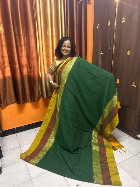 Meenakshi Soft Cotton Saree - Green