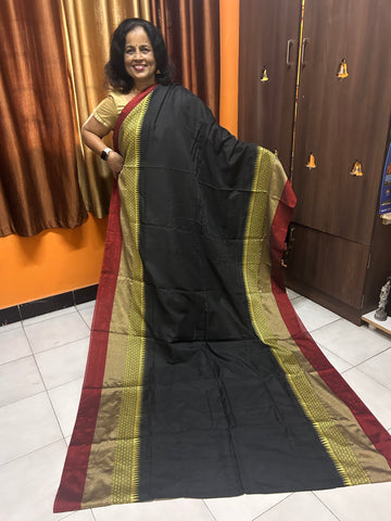 Meenakshi Soft cotton saree - Black