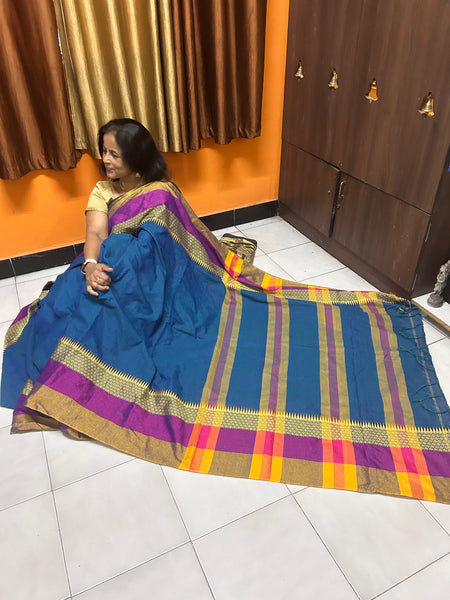 Meenakshi Soft Cotton Saree blue