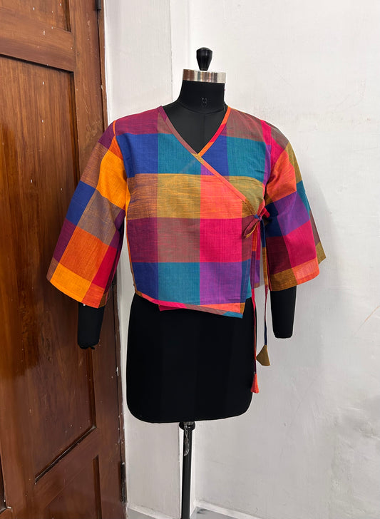 Chennai Multicolor Checkered Wrap Blouse/Top