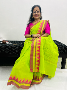 Chettinad Cotton Saree Neon Green