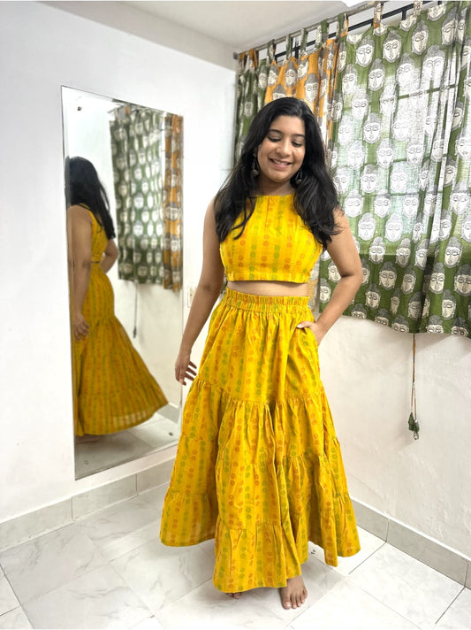 Culver City - High waist layer skirt Coords set - Yellow