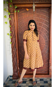 Chettinad Sungudi Dress Beige