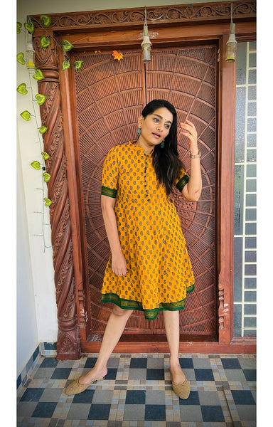 Chettinad Sungudi Dress Yellow