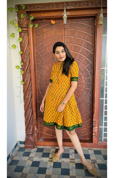 Chettinad Sungudi Dress Yellow