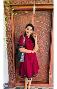 Chettinad Sungudi Dress Red