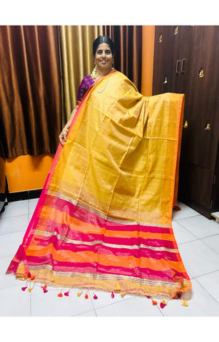 Yellow Semi Tissue Saree