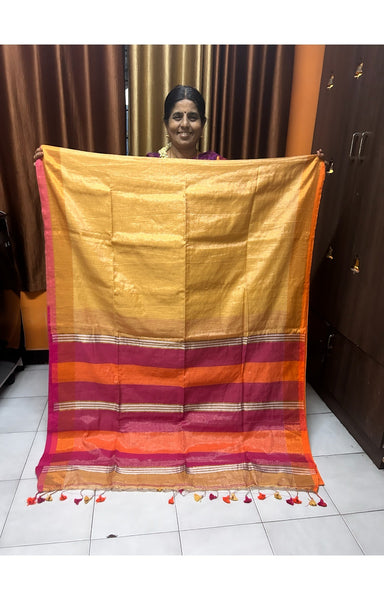 Yellow Semi Tissue Saree