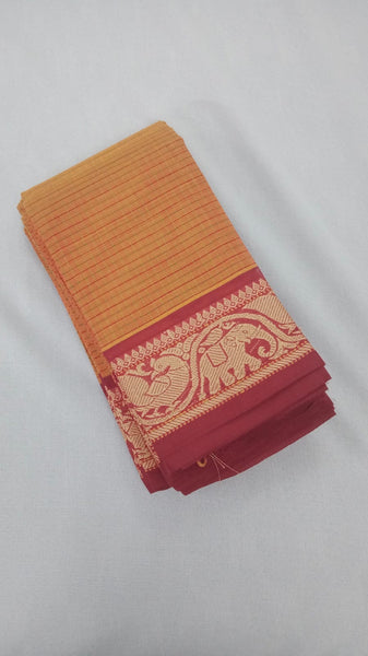 Raanchana Cotton Check Saree Orange.