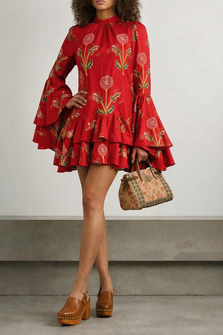 Romanian Ruffle sleeve Mini Dress
