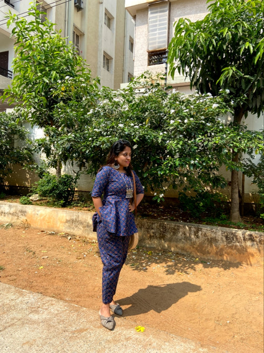 Culver City Coords with Peplum Top- Dark Blue