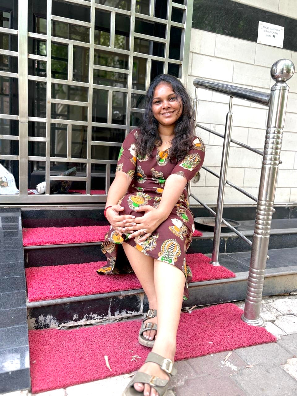 Jaipur A line Dress Gray and Brown