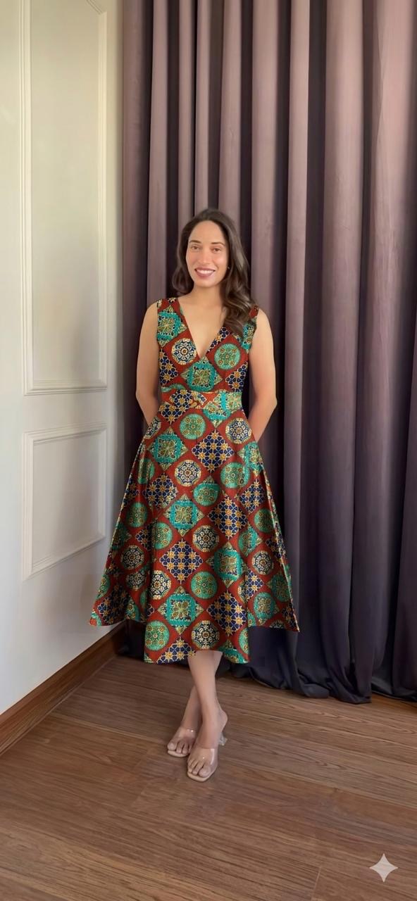 V neck Belt dress