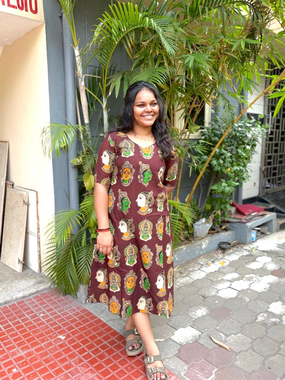 Jaipur A line Dress Gray and Brown
